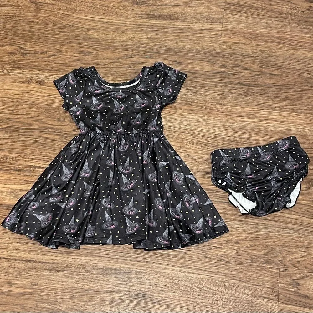 Charlie's Project Are You A Good Witch Twirl Dress Black Purple White Size 2T